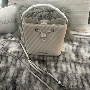 MICHAEL Michael Kors Optic White Quilted Drawstring Bucket Bag